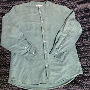 ZARA Linen-Cotton Green Shirt: L